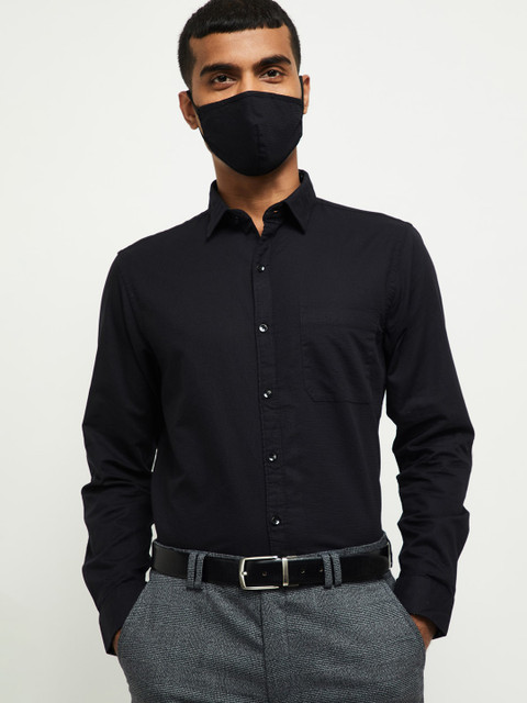 

max Men Black Slim Fit Casual Shirt