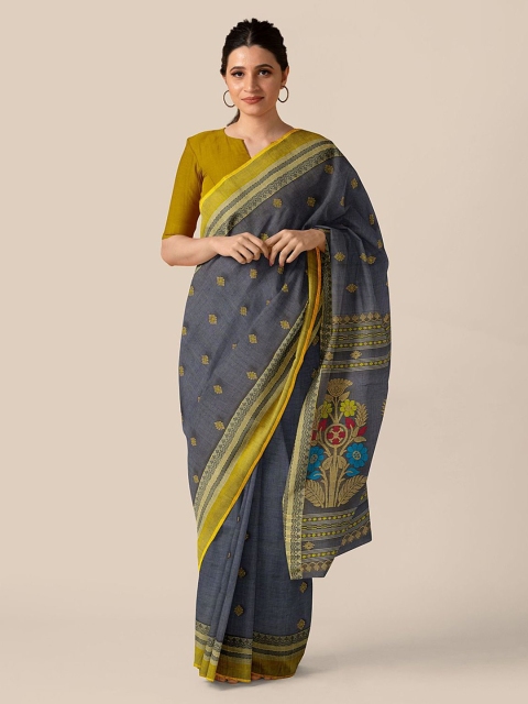 

Taneira Grey Ethnic Motifs Pure Cotton Saree