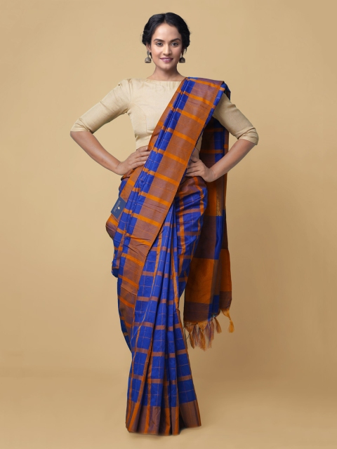 

Unnati Silks Blue Checked Zari Art Silk Patola Saree