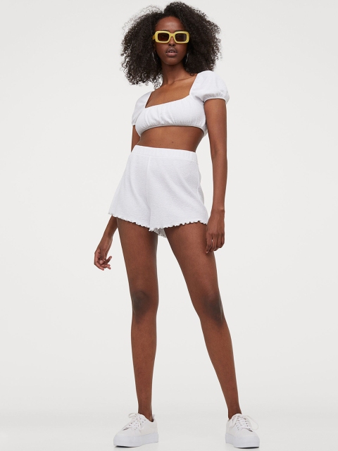 

H&M Women White Solid Textured Shorts