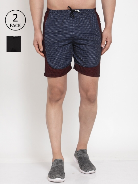 

KLOTTHE Men Set of 2 Multicoloured Solid Regular Fit Sports Shorts, Multi