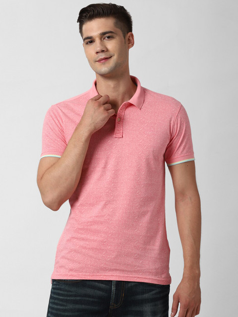 

Peter England Casuals Men Pink Polo Collar Pure Cotton T-shirt