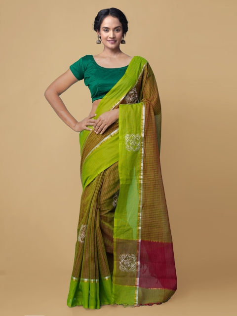 

Unnati Silks Green Woven Design Pure Cotton Handloom Mangalagiri Saree