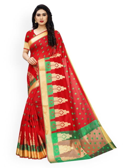 

KALINI Red Woven Design Zari Heavy Work Poly Silk Saree