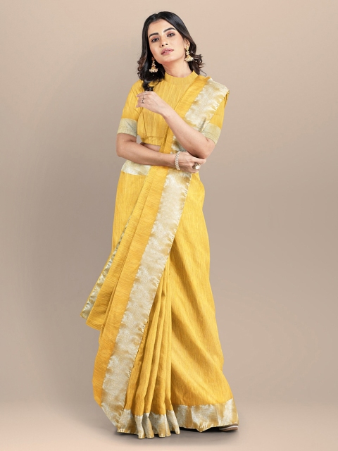 

BharatSthali Yellow Silk Cotton Mangalagiri Saree