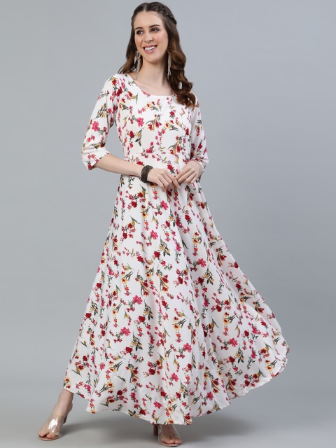 

AASI - HOUSE OF NAYO Off White Floral Crepe Maxi Dress