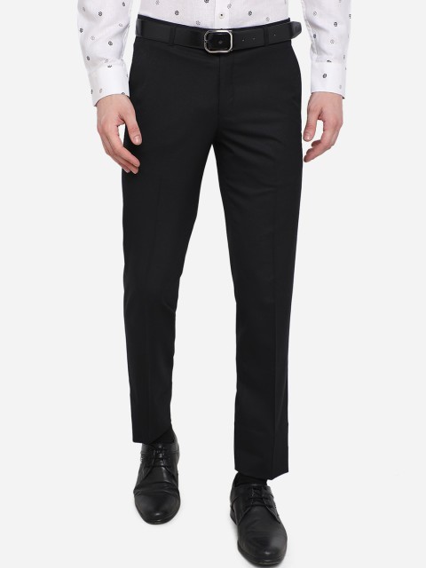

METAL Men Black Textured Slim Fit Formal Trousers