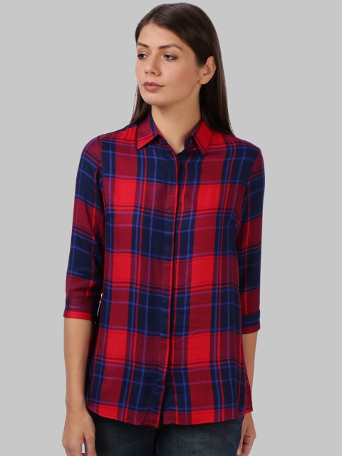 

Park Avenue Woman Women Red Tartan Checks Checked Casual Shirt