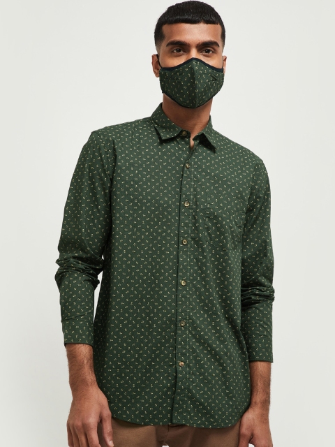 

max Men Green Printed Casual Shirt