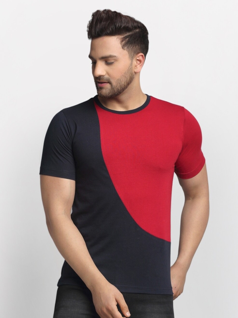 

Rigo Men Navy Blue & Red Colourblocked Slim Fit T-shirt