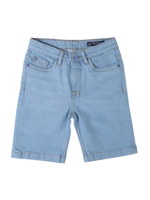 

Allen Solly Junior Boys Blue Washed Mid-Rise Denim Shorts