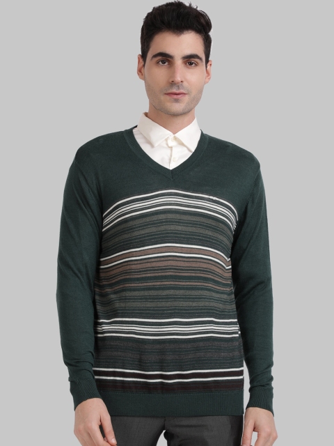 

ColorPlus Men Green Striped Sweatshirt