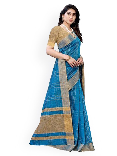 

KALINI Blue Kalamkari Silk Cotton Bhagalpuri Saree