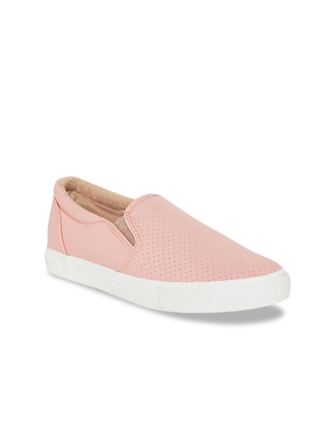 

Forever Glam by Pantaloons Women Pink Perforations Leather Slip-On Sneakers