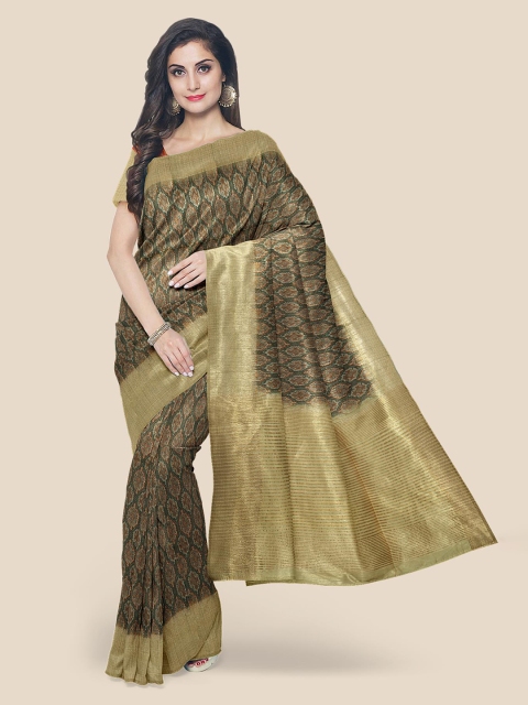 

KLM Fashion Mall Black & Beige Ethnic Motifs Silk Blend Saree