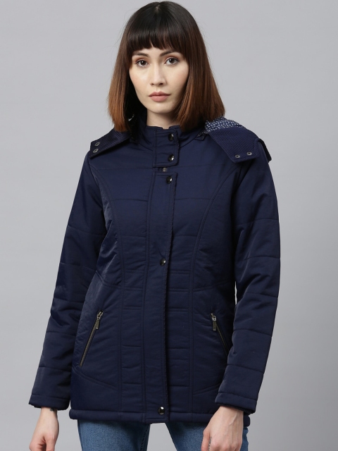 Park Avenue Woman Women Navy Blue Longline Parka Jacket