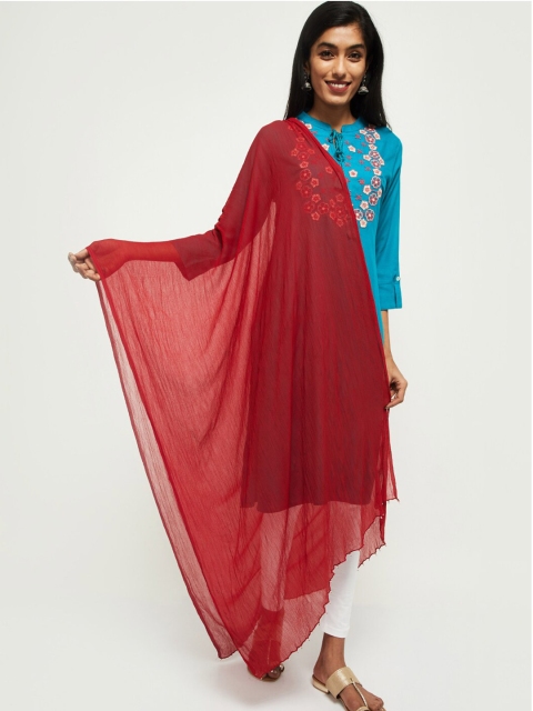 

max Red Solid Dupatta