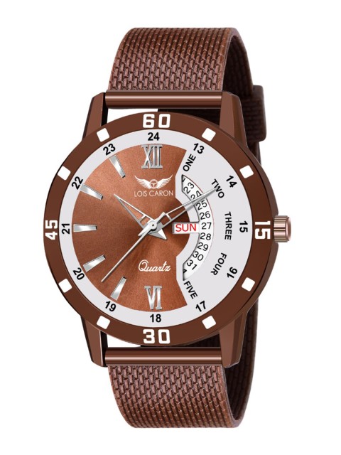 

LOIS CARON Men Brown Dial & Brown Textured Straps Analogue Multi Function Watch MLC-8225