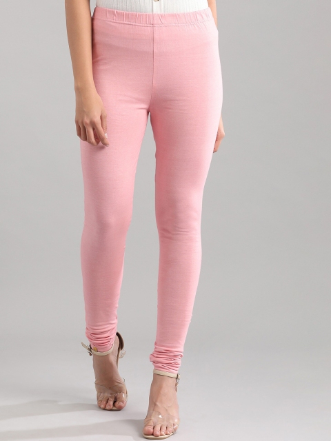 

AURELIA Pink Lemonade Solid Churidar-Length Leggings