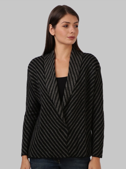 

Park Avenue Woman Black & Grey Striped Shrug