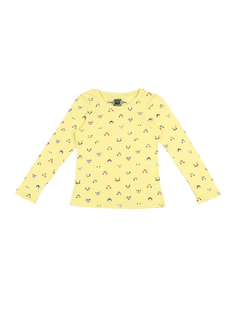 

CHALK by Pantaloons Girls Yellow Printed Pure Cotton T-shirt