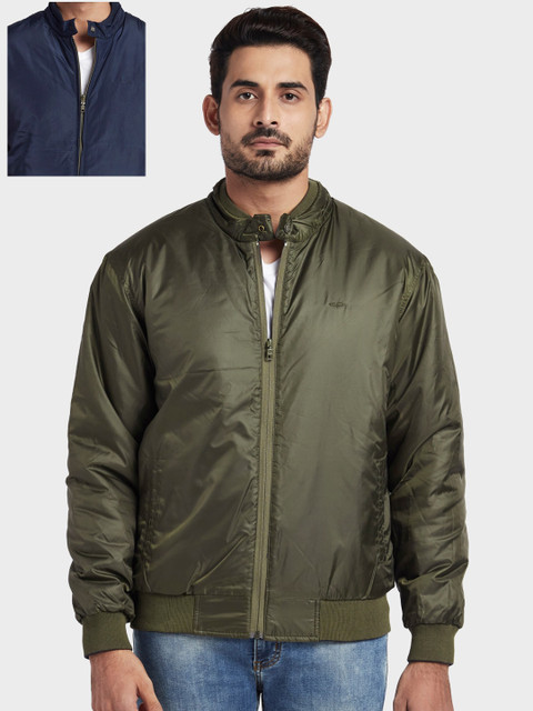 

ColorPlus Men Blue Olive Green Reversible Bomber Jacket