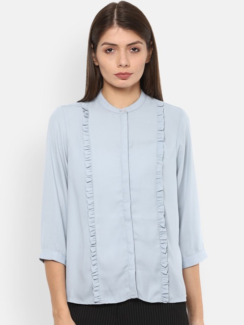 

Van Heusen Woman Women Blue Regular Fit Solid Casual Shirt