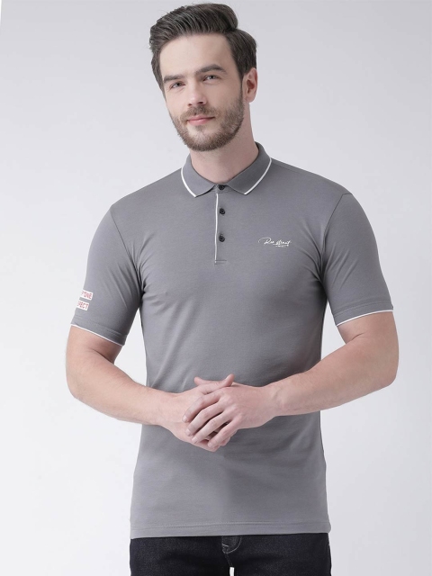 

Rex Straut Jeans Men Grey Polo Collar Applique Slim Fit T-shirt