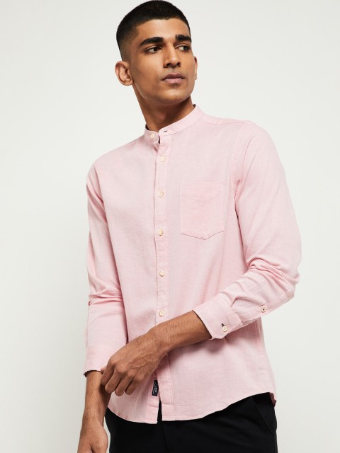 

max Men Pink Slim Fit Cotton Casual Shirt