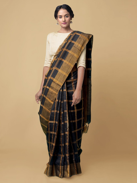 

Unnati Silks Black Woven Design Zari Art Silk Heavy Work Patola Saree