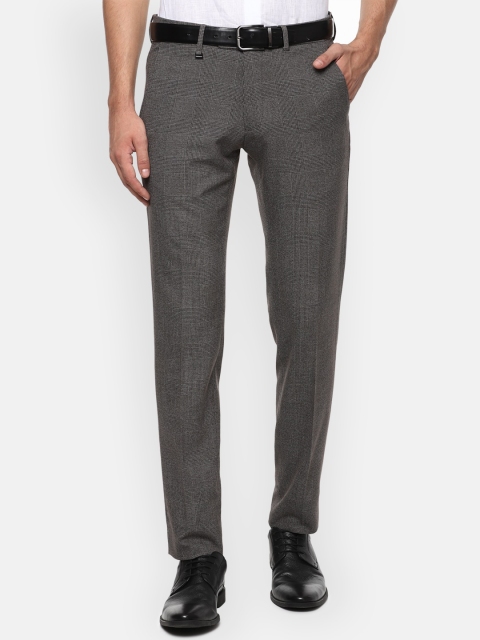

Van Heusen Men Grey Checked Slim Fit Formal Trousers