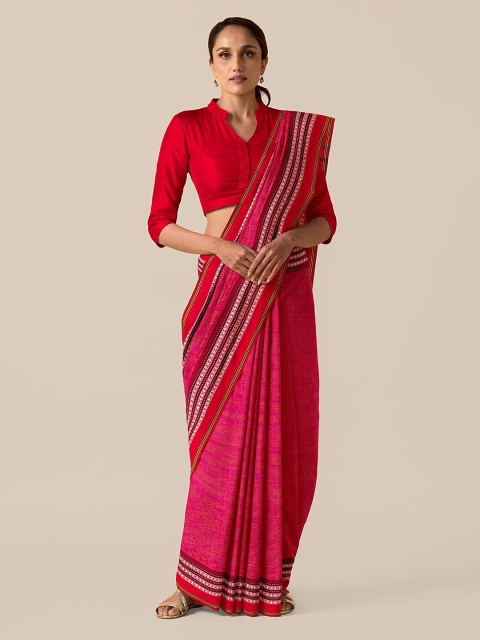 

Taneira Pink Checked Zari Pure Cotton Saree