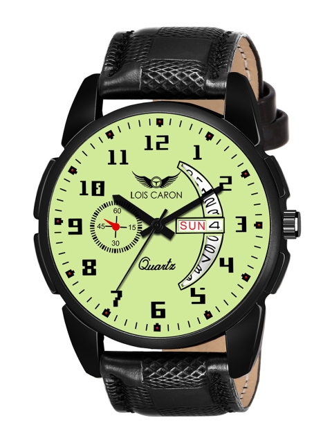 

LOIS CARON Men Green Dial & Black Leather Straps Analogue Watch MLC-8247