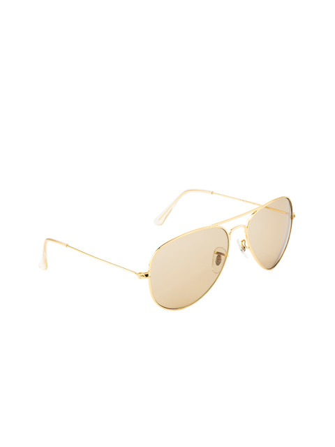 

Ted Smith Unisex Brown Lens & Gold-Toned Aviator Sunglasses with UV Protected Lens