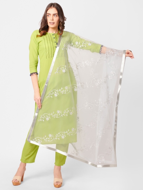 

Dupatta Bazaar Grey & White Embroidered Dupatta