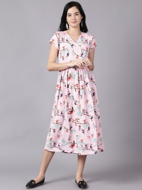 

AASI - HOUSE OF NAYO Pink Crepe Midi Dress
