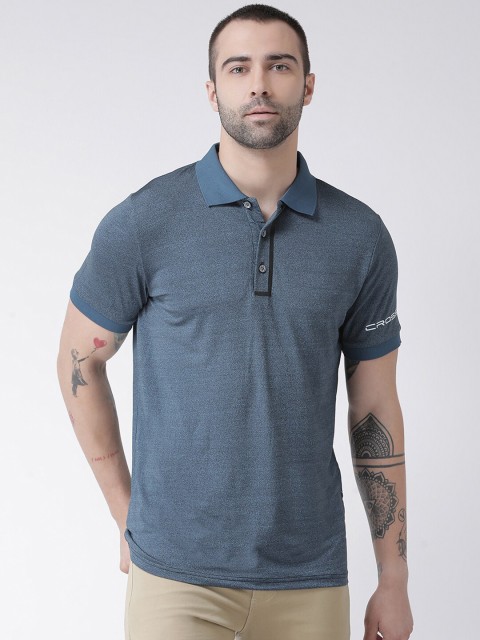 

Rex Straut Jeans Men Blue Polo Collar Slim Fit T-shirt