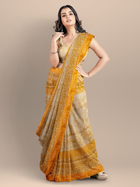 

BharatSthali Yellow Batik Silk Cotton Venkatgiri Saree