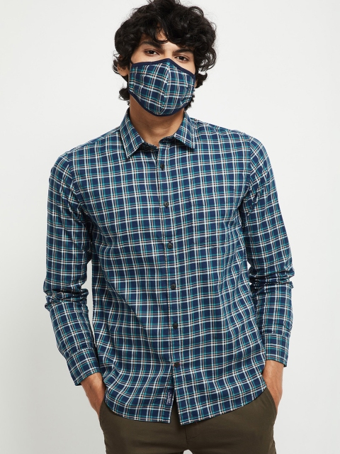 

max Men Green Slim Fit Checked Casual Shirt