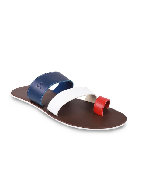 

Mochi Men White & Blue Leather Comfort Sandals