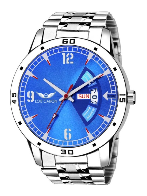 

LOIS CARON Men Blue Printed Dial & Silver Toned Analogue Watch MLC-8093