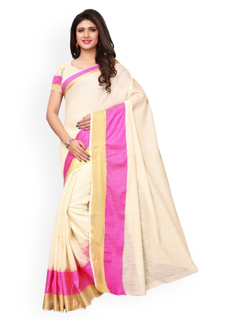 

KALINI Off White Solid Silk Cotton Saree