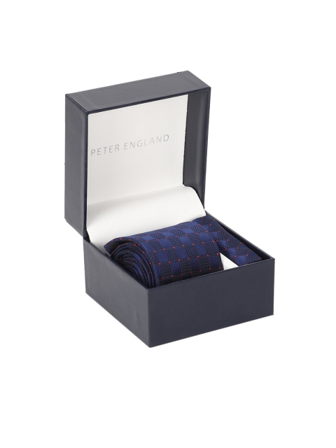 

Peter England Men Navy Blue Self-Design Accessory Gift Set