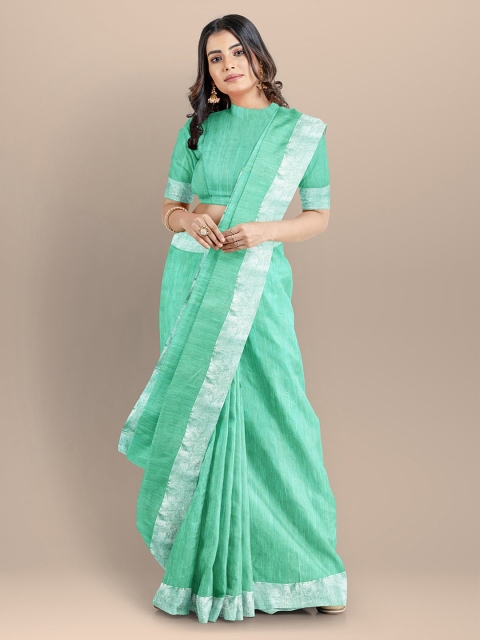 

BharatSthali Sea Green Silk Cotton Mangalagiri Saree
