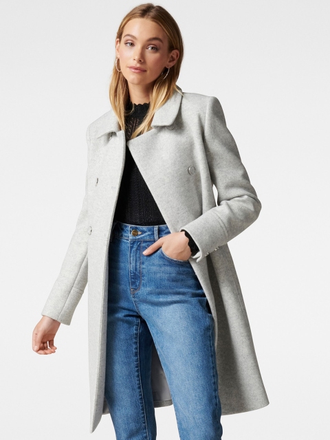 

Forever New Women Grey Solid Sandy Dolly Pea Coat