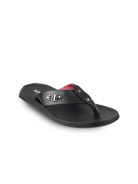 

Mochi Men Black & Red Leather Comfort Sandals