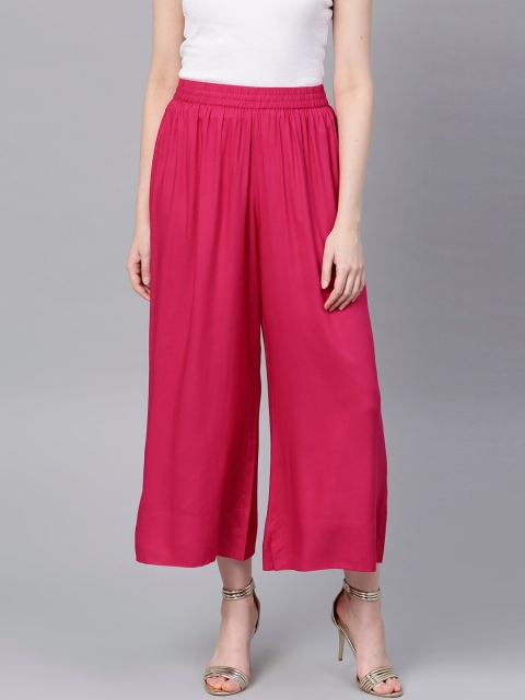 

KSUT Women Fuchsia Pink Ethnic Palazzos