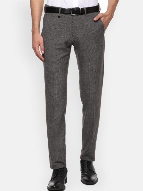 

Van Heusen Men Grey Checked Slim Fit Formal Trousers