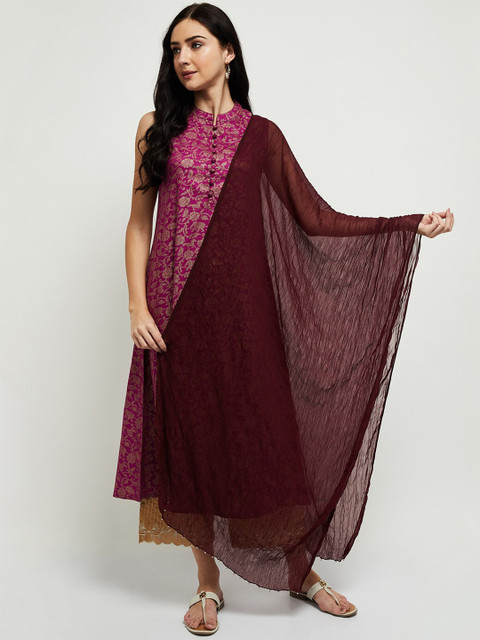 

max Maroon Solid Dupatta