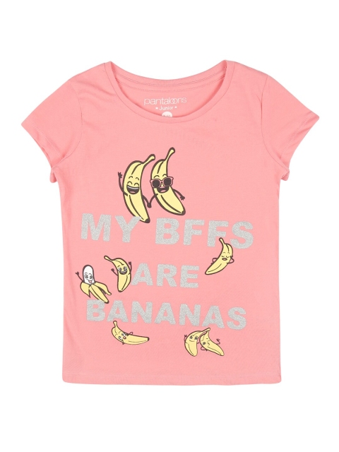 

CHALK by Pantaloons Girls Pink Printed Pure Cotton T-shirt